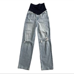 Pink Blush Maternity Jeans Women’s 26 Straight Leg Light Wash Distressed Denim